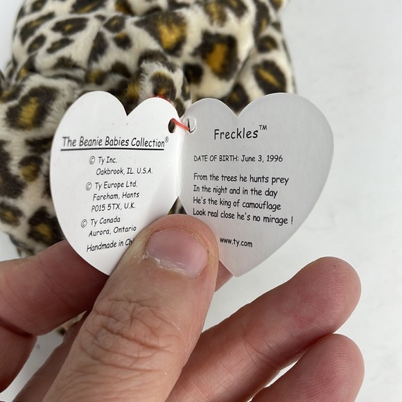 Vintage 1996 Freckles The Leopard Date of Birth June 3, 1996 TY Beanie Babies - Picture 3 of 9